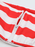 New Stripe Women Two Piece Set Skirt Flying Sleeve Square Collar Top High Waist A-line Long Skirt Fashion Summer