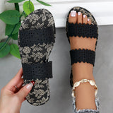 Zingj Plus Size Flat Slippers Female Summer Wear One-Drag Hollow-Out Fashion Print Casual Beach