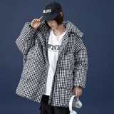 2022 New Designer Women Winter Puffer Jacket Plaid Fashion Parkas Hooded Loose Warm Thicken Winter Clothes Women