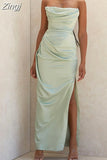 sale !! High Quality Satin Bodycon Dress Women Summer Party Dress House of Cb Green Dress Celebrity Evening Club