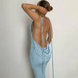 backless maxi dress women summer spaghetti strap slim dress female long club party beach dress vestido