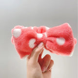 Leopard Soft Bow Wash Face Headbands For Women Girls make Up Coral Fleece Hairbands Hair Holder Headwear Hair