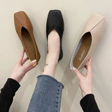 Size Single Shoes Women 2025 Summer Autumn New Casual Korean Version Of The Square Head Flat Sole Soft Bottom Shallow Mouth Comfortable Bean Shoes