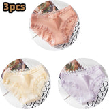 new thread cotton Japanese bow women's underwear solid color breathable waist size girls briefs plus