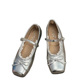 Evening Shoes Bow Design Mary Jane Single Shoes Summer Soft Sole French Elegant Temperament Ballet