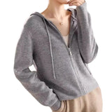 Autumn And Winter New Japanese And Korean Lazy Style Hooded Zipper Cardigan Women's Loose Thin Sweater