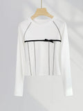 Zingj Combed Cotton White T-Shirt Women's Pure Cotton Bright Thread Design Bow Knot Rotator Sleeve Round Collar Short Sleeve Shirt