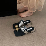 Evening French Dress With Coarse Coated Toe Cool Slippers Wear 2025 New Summer Buckle Beautiful Fashion