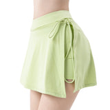 Slit Women Sports Short Skirt 2 in 1 Yoga Shorts Fitness Tennis Running Shorts Breathable Anti Exposure Skirt Gym
