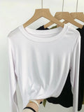 Zingj Comfortable Super Soft Modal Cotton Long Sleeve T-Shirt Women's Spring New Solid Color Round Collar With A Bottom