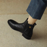 New Soft Skin And Ankle Boots Flat And Bare Boots Round Heel Chelsea