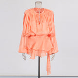 Explosion Mesh Bubble Sleeve Skirt 2025 Summer New Folding Lotus Side Design Short Dress
