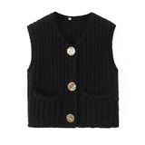 Autumn Street Shirt Fashion Cute Crochet Wool Vest Knitted Thick Knitted Vest Women's