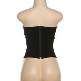 Velvet Black Busiter Asymmetrical Corset Top- Outfit
