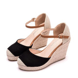 Cm Baotou Water Table Slope Heli Shoes Hemp Rope Grass Mat Weaving High Heel Sandals Mary Jane Large-Size Thick-Soled