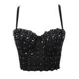 Handmade Sequin halter bustier corset crop top women summer indie tank party y2k top clubwear Cropped tube womens tops