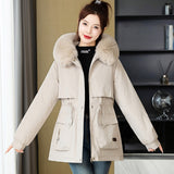 Pai To Overcome The Women's Winter 2024 New Velvet Thick Down Cotton Suit Large Pocket Loose Cotton-Padded Jacket Waist Coat-Outfit