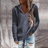Zingj Winter New Stripe Casual Hoodie Loose Sweater Open Collar Long Sleeve Sweater Woman-Outfit