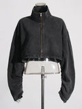 Overalls Style 2025 Fall Lapel, Long-Sleeve Jacket, High Waist, Large Pocket, Wide-Leg Pants, Denim