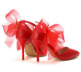 Butterfly Flower Wedding Shoes One-Word Wristband Bridal Shoes Fine Heel Wedding Shoes Women Sandals Tip High