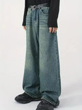 vintage upcycle baggy jeans with faded