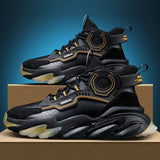 High-top Chunky Sneaker Men Running Shoes Waterproof Leather Sport Shoes Thick Sole Jogging Walking Shoes Zapatillas