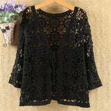 Hollow Lace Sunscreen Cardigan Sweater Women Wide Loose Air Conditioning Knitted Sweater Thin Section Female Spring