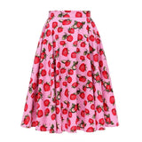 Autumn High Waist Skirt Cotton Womens Polka Dot Floral Print Vinatge Swing Pinup Rockabilly 50s Retro Vintage Party