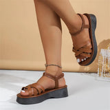 Zingj Platform Sandals Women's 2023 Summer Cross Band Plus Size Roman Sandals Beach Women's Sandals-Outfit