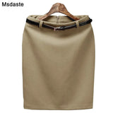 Hip Skirt Pencil Womens Skirts With Belt Short High Waist Woman Skirt Elegant Business Work Wear Office Lady Mini