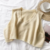 Vest Women Hot Sale Fashion Simple Solid Spring Fall Ladies Cropped Sweaters All-match Korean College Female