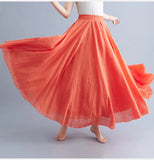 Women's Literature And Art Large Cotton Tamples Skirt Tight Waist A-Shaped Skirt Long Solid National Style Skirt 24