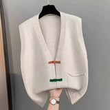 Cardigan Vest Women's Spring Dress 2024 New Fashionable Foreign Style Loose Thin Disk Buckle Horse Clip To Wear A