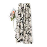 High-End Cotton Pyjamas Ladies Summer Thin Artificial Silk Home Leisure Long Trousers Straight Can Be Worn