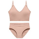 Lingerie Seamless Tops Set Low-waist Panties Women Wireless Underwear Suit Soft Padded Bras Set Backless Bralette