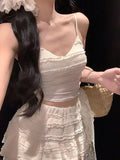 White Sling With Breast Vest Body Bm Half-Dress Short Skirt Two Sets With Short Top