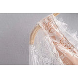 New Women's Low-Chest Romance V-Neck Long Sleeves After The Hollow Bubble Bubble Sleeve Lace Tset