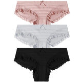 3PCS/Set Lace Cotton Panties Women Sexy Bow Briefs Soft Lingerie Female Briefs Panty Women's Underpants