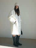 [He] Winter New Casual Round Collar Single Breasted Quilted Color In Long Cotton Coat Female H7799-Outfit