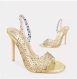 Zingj Size Sandal Women 2023 Summer New Pointed Rhinestone Transparent Sexy Fashion High
