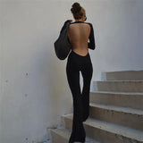 Autumn Fashion Trend Women's New Long-Sleeved Back Repair Straight Legs Casual