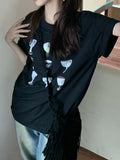 Y2k Aesthetics Tops Retro Graffiti Print T Shirt Korean Harajuku T-shirt Short Sleeve Tee Shirts Fairycore