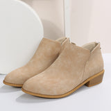 Large-Size Short-Skinned Leather Boots Women's Sharp Tips And Zippered Velvet And Ankle Boots Women's Martin