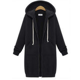 Casual Women Long Hoodies Sweatshirt Coat Zip Up Outerwears Hooded Jacket for Female Work Wear Plus Size S-5XL
