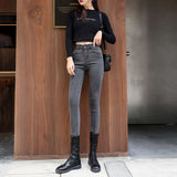 Waist Skinny Jeans For Women Streetwear Spring New Slim Pencil Pants Female Light Blue Stretch Casual Ladies Denim