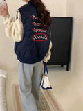 Fashion Street Down Vest Women Wear Winter New Light Letter Embroidery Double-Sided Wear Students Warm Vest Tide-Outfit