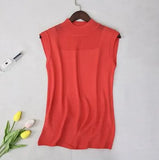 Out Tank Tops Women Summer Lce Silk Sexy Knitted Vest Top Sleeveless Casual Korean Tops Elasticity Solid Slim
