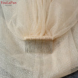 Youlapan V101 Luxury Moonshine Wedding Veil Golden Bridal Veil for Caftan Long 3M/5M Sparkle Veil Woalka Yarn with