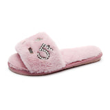 Winter Women House Slippers Faux Fur Warm Shoes Woman Slip Flats Female Slides Red Black Pink Home furry Ladies