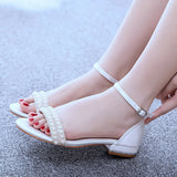 Cm Square With A Mouth With Sandals Ivory White Silk Satin Bridal White Pearl Pearl Sandals